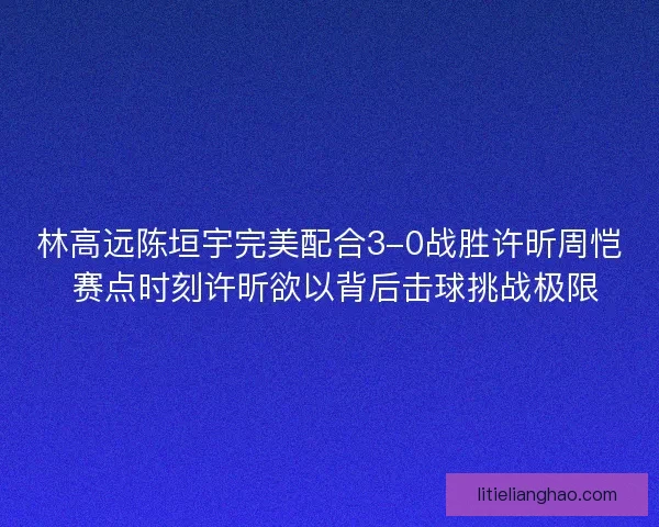 林高远陈垣宇完美配合3-0战胜许昕周恺 赛点时刻许昕欲以背后击球挑战极限