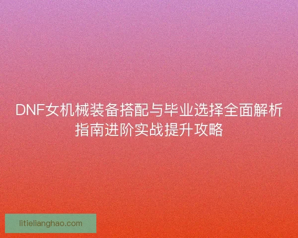 DNF女机械装备搭配与毕业选择全面解析指南进阶实战提升攻略